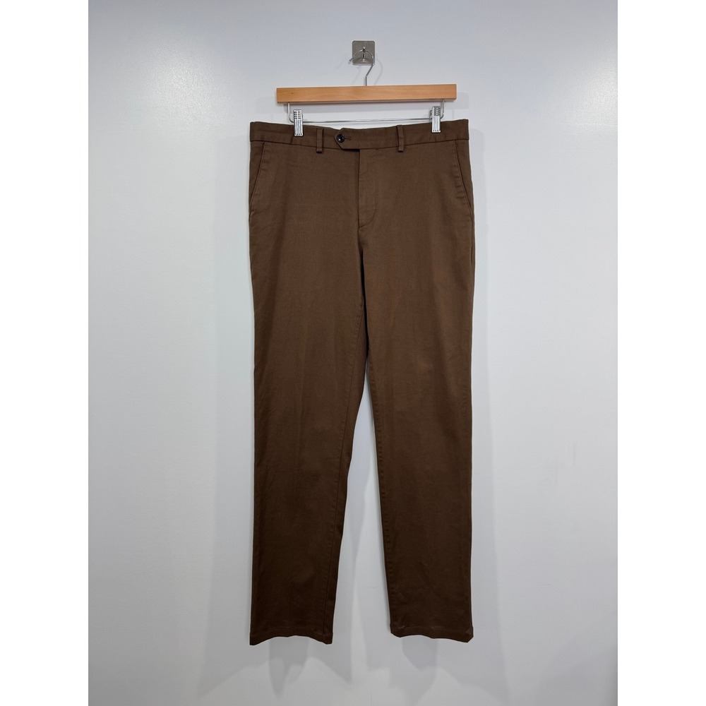 Suitsupply Men Brown Slim Leg Straight Chinos Cotton Stretch Pant 34/32
